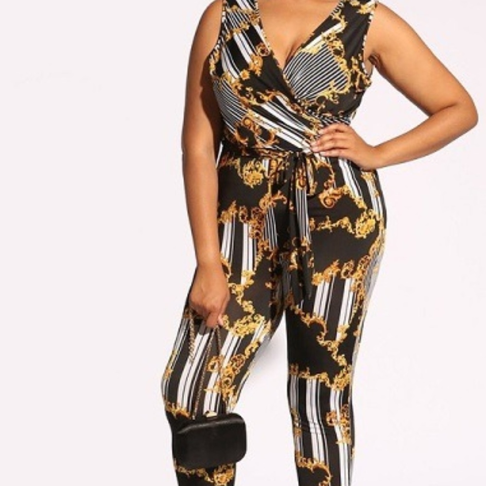 Gorgeous Black and Gold Jumpsuit Plussize